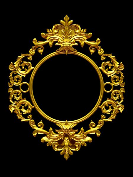 قاب با تزئینات باروک در طلا برای تصاویر یا آینه