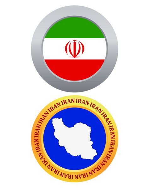 دکمه به عنوان نمادی از پرچم ایران و نقشه بر روی زمینه سفید