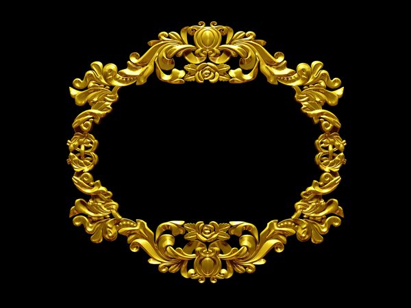 قاب طلایی با زیور آلات باروک برای تصاویر یا آینه