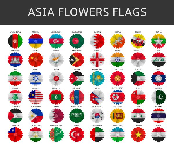 وکتور پرچم گلهای آسیا