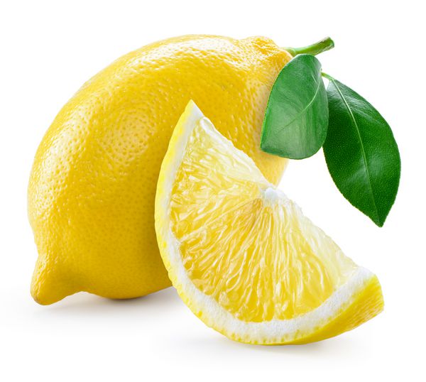 لیمو با برگهای جدا شده روی سفید
