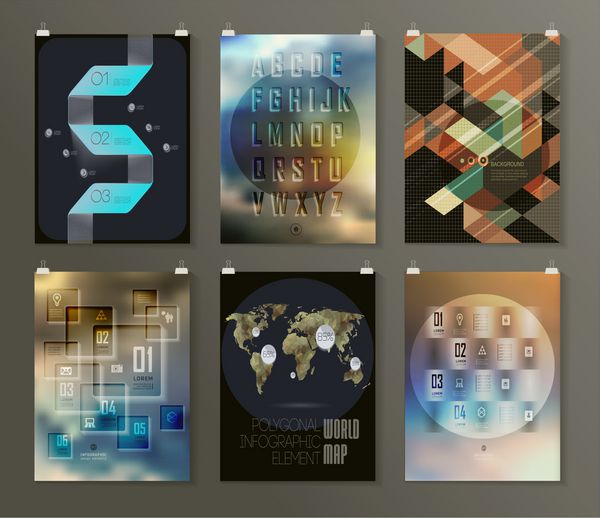 مجموعه الگوهای طراحی پوستر بروشور بروشور مفهوم اینفوگرافیک زمینه های مدرن انتزاعی