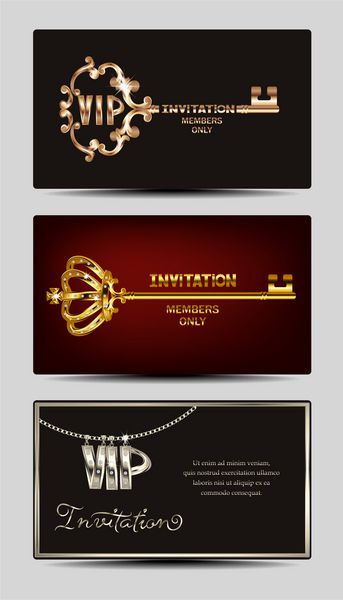 مجموعه ای از کارت های VIP زیبا با کلید