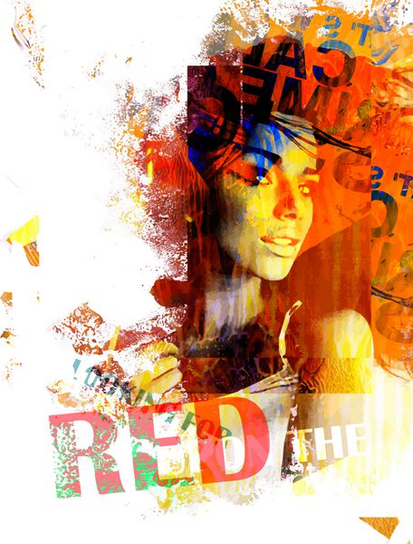 ترکیب جوهر با یک دختر و متن به رنگ قرمز