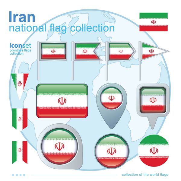 پرچم ایران مجموعه آیکون ها تصویر برداری
