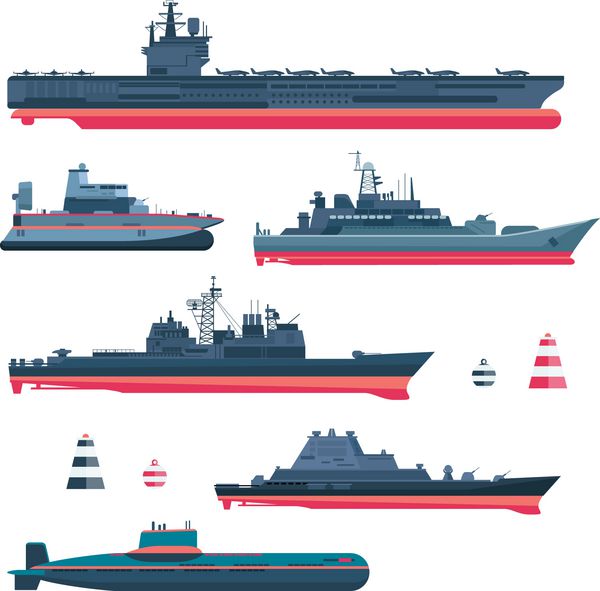 نمادهای کشتی میلیتاریستی تنظیم شده است مهمات نیروی دریایی کشتی جنگی و زیردریایی کشتی جنگی هسته ای شناور و کشتی جنگی تریلر و اسلحه فریگات و کشتی تصویر برداری