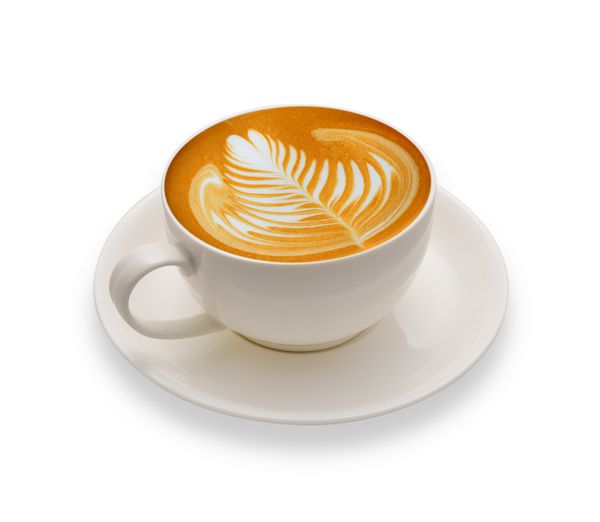 Latte Art قهوه جدا شده در پس زمینه سفید