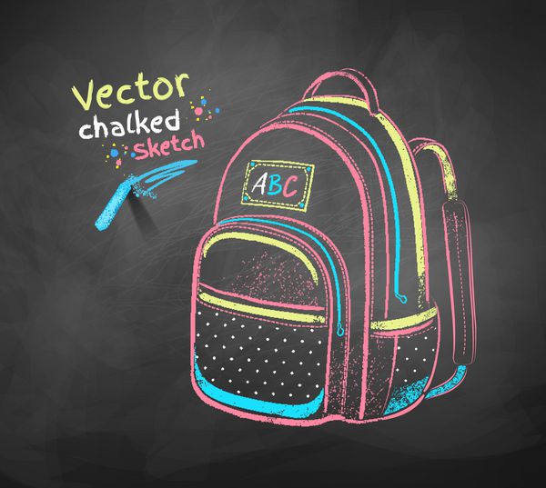 طراحی وکتور رنگ گچی کیف مدرسه