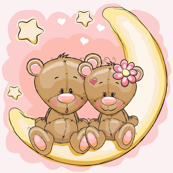 دو خرس ناز روی ماه نشسته است