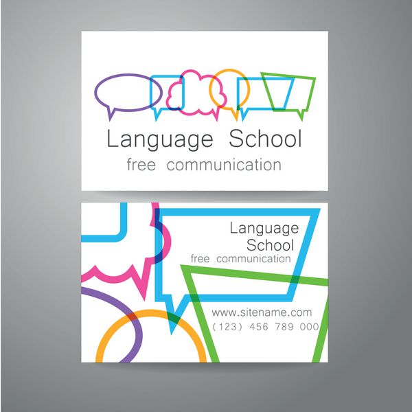 آرم مدرسه زبان الگوی طراحی ایده علامت طراحی مدرسه دوره ها کلوپ گفتاری مرکز زبان شناسی آژانس ترجمه طراحی کارت ویزیت برند