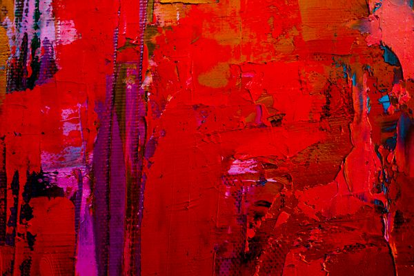 زمینه هنر انتزاعی رنگ روغن روی بوم بافت قرمز تکه ای از آثار هنری لکه های رنگ روغن برس های رنگی هنر مدرن هنر معاصر