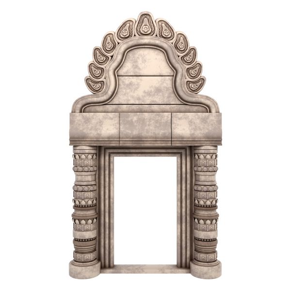 قوس ستونی سنتی هند که روی سفید جدا شده است رندر سه بعدی