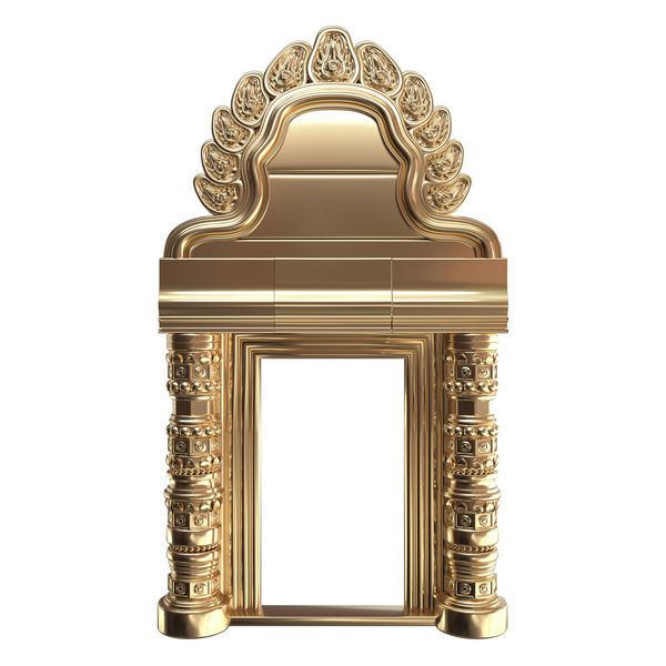 قوس ستونی طلای سنتی هند که بر روی سفید جدا شده است رندر سه بعدی
