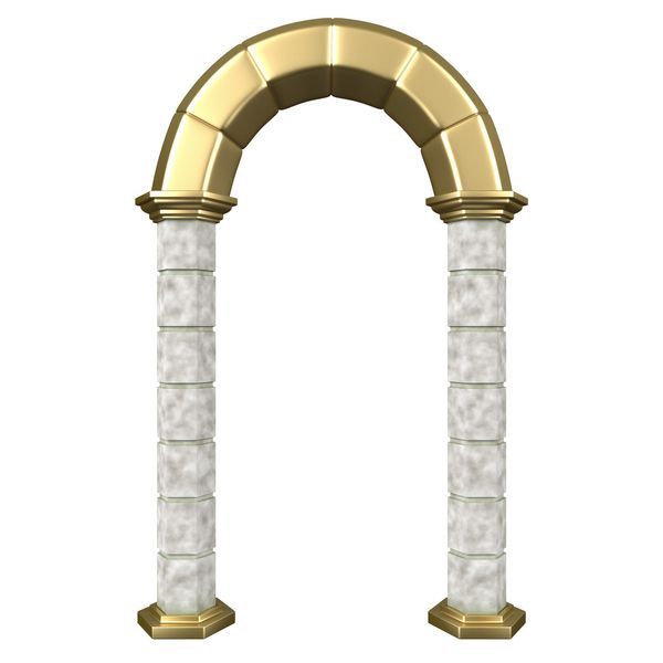 قوس ستون های کلاسیک بر روی سفید جدا شده است رندر سه بعدی