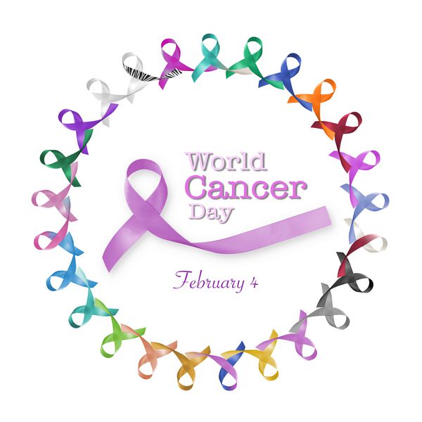 روز جهانی سرطان 4 فوریه بین نوارهای بنفش چند رنگ و اسطوخودوس برای افزایش آگاهی از انواع تومورها