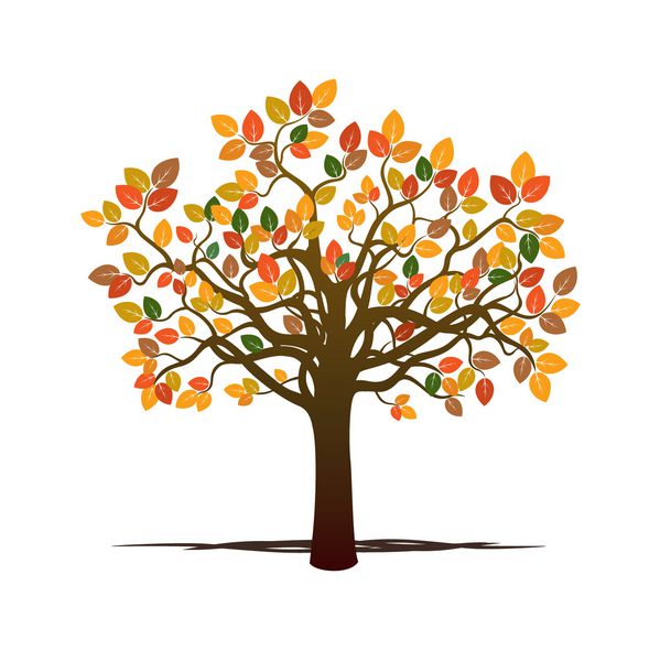 شکل درخت پاییزی با برگ و ریشه های رنگی تصویر زمینه وکتور درخت فصلی و عنصر تزئینی برای چاپ