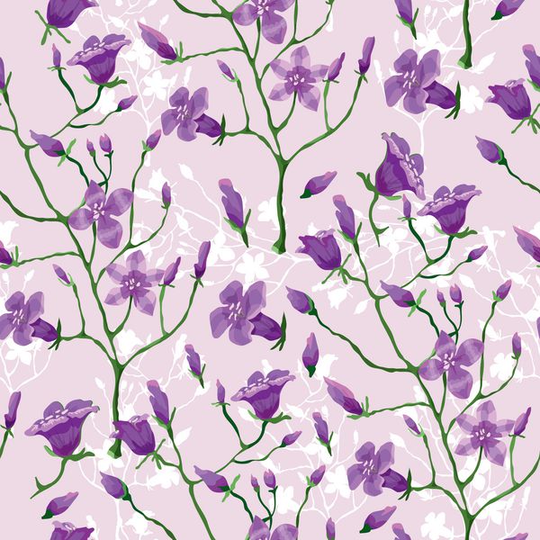 الگوی گل الگوی بدون درز زیبا و زیبا برای تصاویر پس زمینه یکپارچهسازی با سیستمعامل گلهای بنفش پس زمینه انتزاعی با گل پس زمینه انتزاعی با گل وکتور