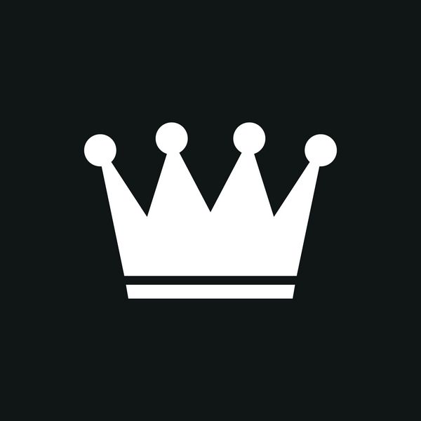 نماد وکتور تاج تصویر سفید جدا شده در زمینه سیاه و سفید برای طراحی گرافیک و وب