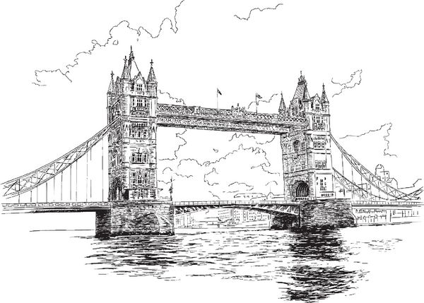 برج پل در لندن طراحی دستی تصویر برداری
