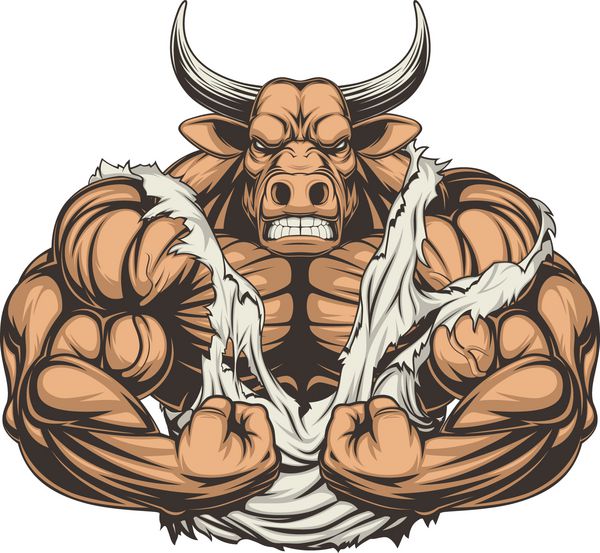 تصویر برداری یک گاو قوی با دو سر بزرگ