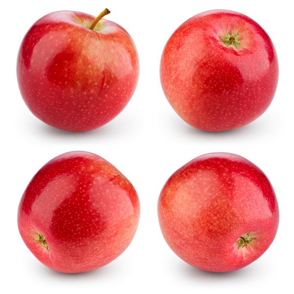 سیب قرمز تازه جدا شده روی سفید مجموعه با مسیر قطع