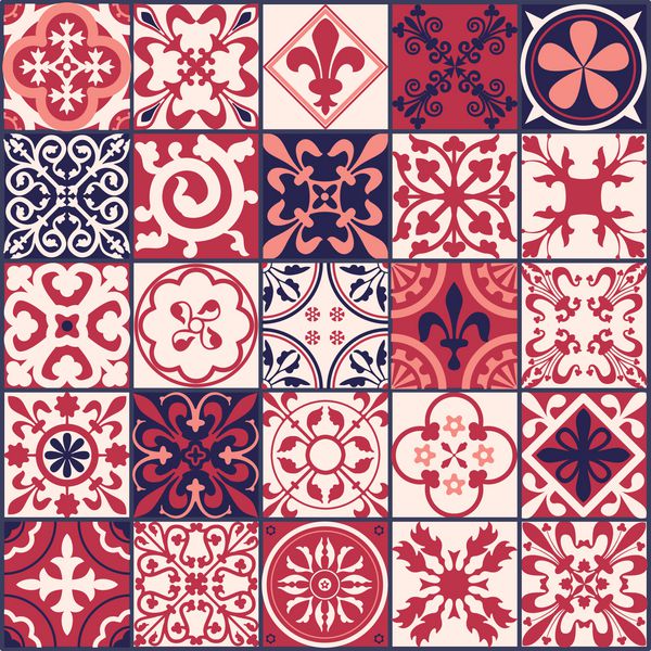 وکتور کاشی مراکش الگوی بدون درز برای طراحی پس زمینه بنر عنصر اسپانیایی برای کاشی های کاغذ دیواری سرامیکی یا نساجی الگوی بافت زینتی قرون وسطی