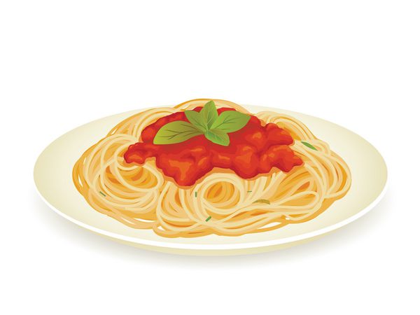 اسپاگتی bolognese جدا شده بر روی تصویر برداری سفید