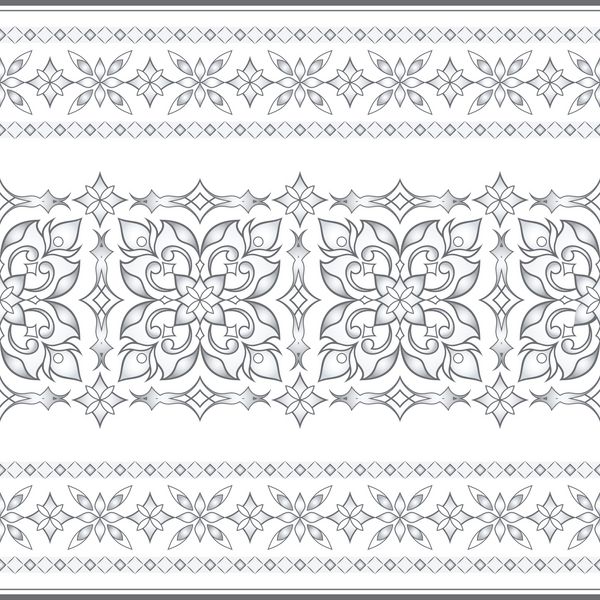 مرز خاکستری تزئینی بدون درز تزئینی در زمینه سفید عنصر طراحی زمینه زینتی دکوراسیون گل تزئینی تزئین شده برای کاغذ دیواری دکوراسیون سنتی بر روی زمینه سفید