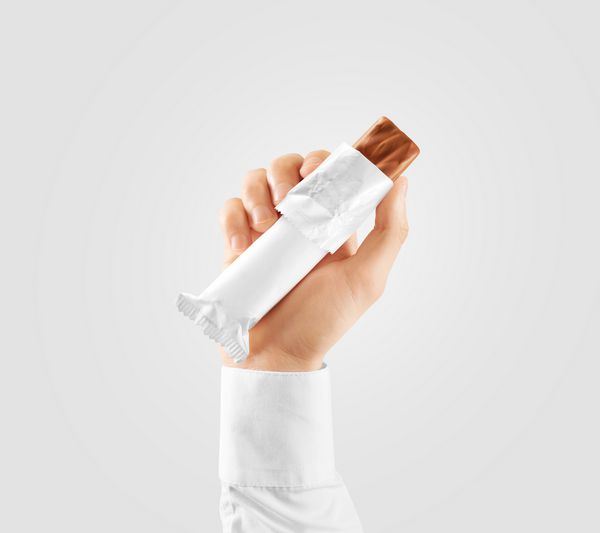 بسته بندی پلاستیکی آب نبات سفید بسته راه راه را باز کرده است الگوی بسته بندی شکلات را پاک کنید نام تجاری کارخانه Choco با نام تجاری بسته بسته Candybar مسخره می کند پوشش انرژی فروشگاه شیرینی شیرین
