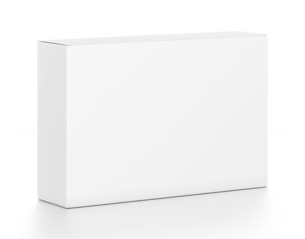 جعبه خالی مستطیل افقی گسترده ای از زاویه سمت راست جلو تصویر سه بعدی جدا شده در پس زمینه سفید