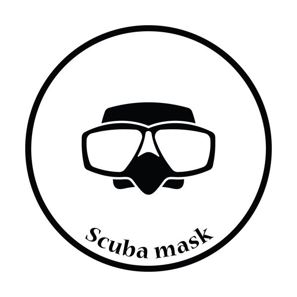 نماد ماسک غواصی طراحی دایره نازک تصویر برداری