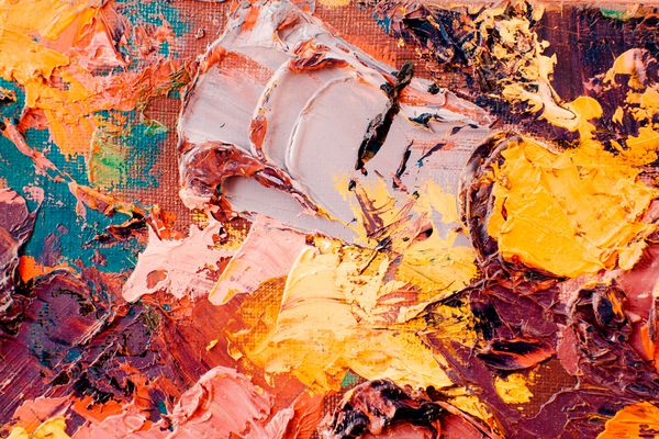 نقاشی اصلی روغن روی بوم زمینه هنر انتزاعی تکه ای از آثار هنری برس های رنگی هنر مدرن هنر معاصر بافت رنگارنگ سطح رنگ ضخیم