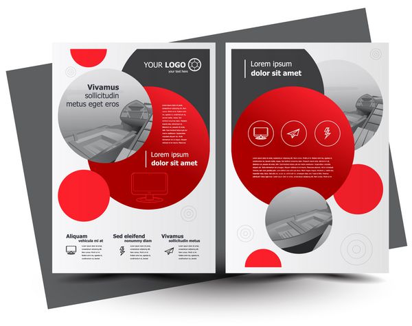 طراحی بروشور Flyer اندازه بروشور تجاری اندازه A4 جزوه خلاق دیسک کره جلد روند قرمز