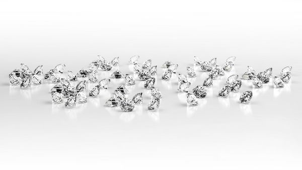 گروه الماس جدا شده در پس زمینه سفید تصویر سه بعدی
