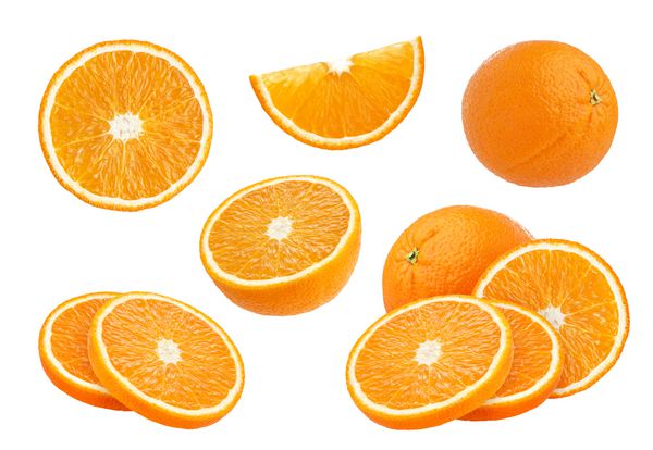 مجموعه نارنجی جدا شده روی رنگ سفید