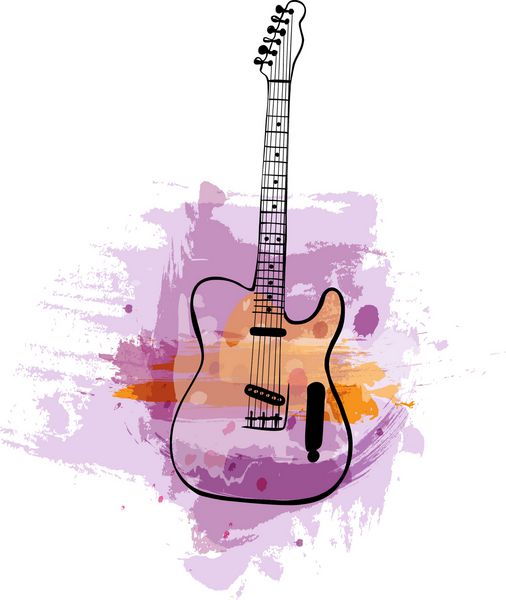 یک نقاشی بردار و تقلید از آبرنگ از یک گیتار برقی