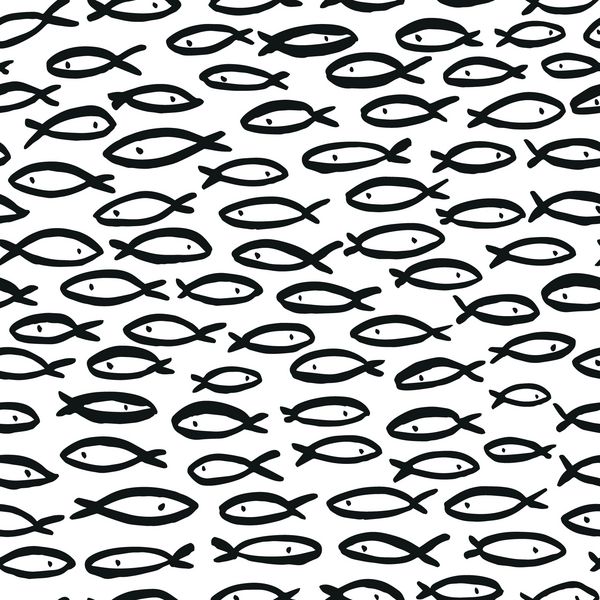 الگوی انتزاعی سیاه و سفید انتزاعی با ماهی پس زمینه خلاق تک رنگ خلاقانه برای طراحی شما منسوجات تزئینات وبلاگ بنر پوستر کاغذ بسته بندی