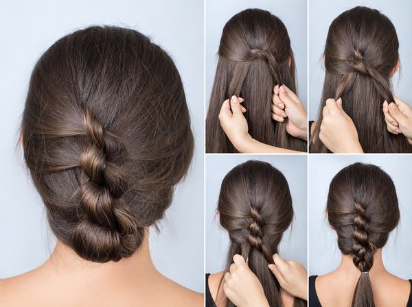 عکس آموزش گام به گام گره های پیچ خورده مدل موهای ساده برای موهای بلند و متوسط