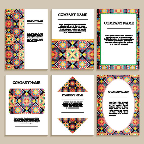 مجموعه کارت ویزیت الگوی طرح پوشش موزاییک رنگ طرح تصویر برداری رنگی برای هویت سازمانی کارتهای فردی سبک فرم