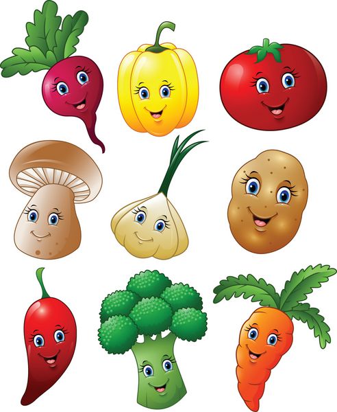 مجموعه مجموعه سبزیجات کارتونی