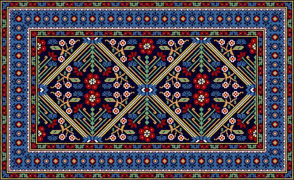 فرش رنگی موزائیک با الگوی هندسی و نقوش گل الگوی قاب حاشیه فرش تصویر برداری 10 EPS