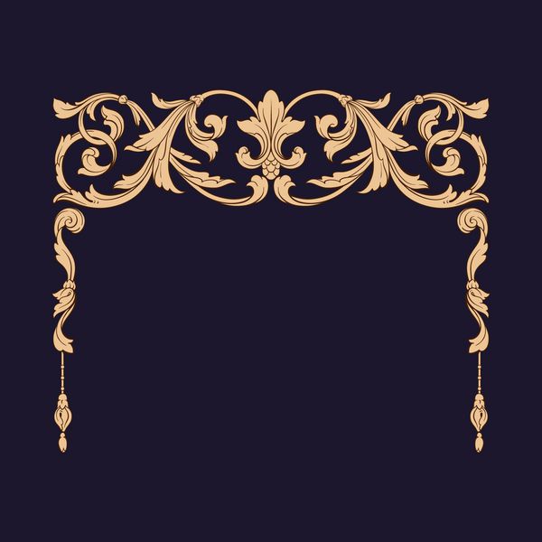 تزئینات عناصر باروک طلای پرنعمت الگوی یکپارچهسازی با سیستمعامل آکانتوس به سبک عتیقه وکتور خوشنویسی عناصر طراحی تزئینی