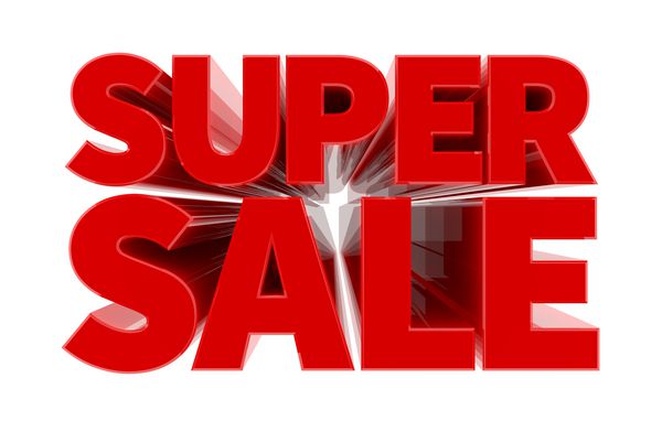 SUPER فروش کلمه قرمز در تصویر زمینه تصویر زمینه 3D ارائه