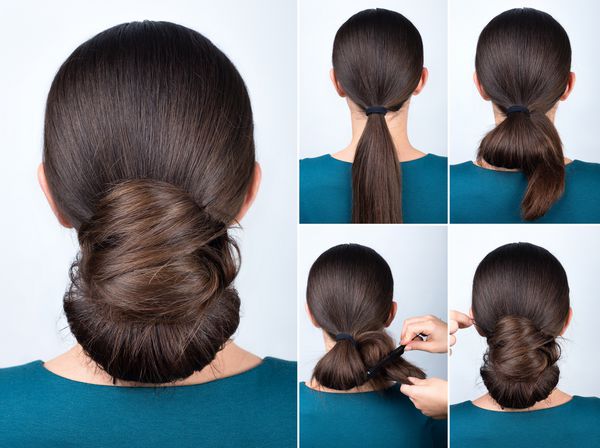 عکس آموزش قدم به قدم نان پیچ خورده مدل موهای ساده برای موهای بلند