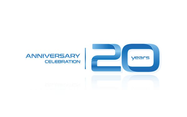 20 سال آرم جشن سالگرد آبی جدا شده در زمینه سفید