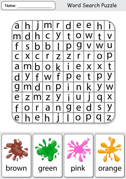 بازی منطقی برای یادگیری زبان انگلیسی کلمات رنگ پنهان را با خطوط عمودی یا افقی پیدا کنید