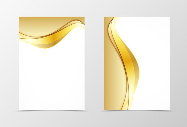 طراحی الگوی بروشور موج جلو و عقب الگوی انتزاعی با خطوط طلایی در سبک طراحی مواد تصویر برداری