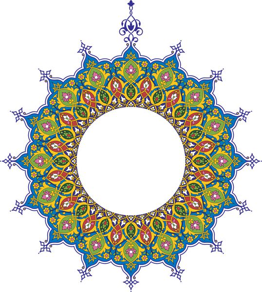 تصویر برداری از قاب تزئینی دایره عربی arabesque استنسیل برای دکوراسیون