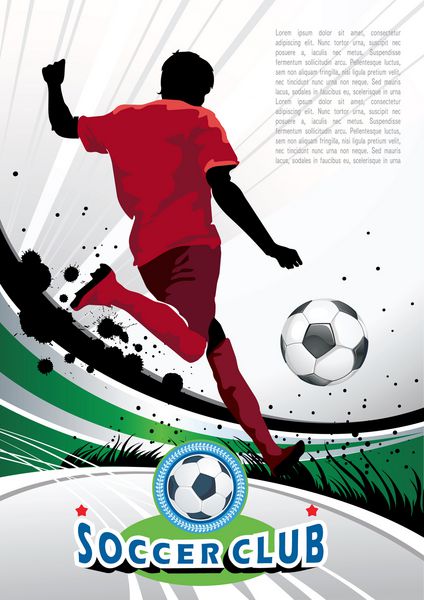 وکتور فوتبال پخش کننده اکشن پوستر مفهومی یا پوستر انتزاعی فوتبال زمینه طراحی سری ورزشی اصلی تصویرسازی با مکانی برای متن شما eps8