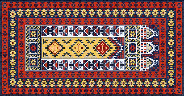 فرش رنگارنگ مومیایی کریم شرقی با زینت هندسی سنتی قومی الگوی قاب حاشیه فرش قبیله ای تصویر برداری 10 EPS